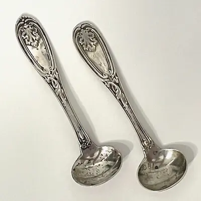 Wood & Hughes Salt Spoon Ladle Antique Coin Silver 3 7/8  No Mono Pair Of 2 JCS • $95