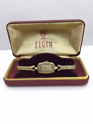 VINTAGE 1940s/50s - LADIES WATCH ELGIN - GOLD FILLED -15 J W/ ORIGINAL BOX (W405 • $80