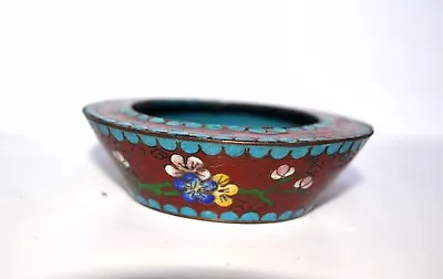 Antique Vintage Copper Cloisonne Ashtray Pot   • $46.90