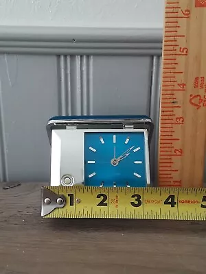 Vintage Portable Bedside Travel Lite Alarm Clock Blue Case And Face • $10