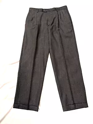 Zanella Mens Sz 35x30 Charcoal Gray Dress/Chino Pant Pleated Italy Cuffed Hem • $43.99