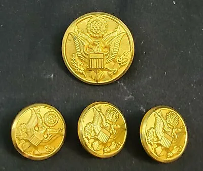 VINTAGE ~ Lot/4 Brass Military Buttons With Eagle Crest (3 Small & 1 Large) • $13.31
