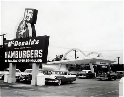 McDonald's Restaurant Large Photo 11X14 1950's Des Plaines Illinois Speedee Kroc • $12.95