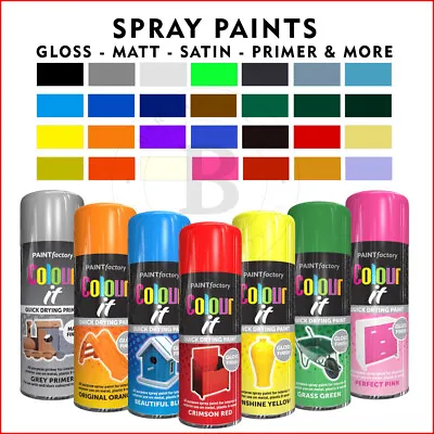 Spray Paint Aerosol Auto Car Primer Matt Gloss Metallic Wood Metal Plastic 400ml • £6.69