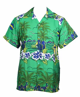 Mens Hawaiian Shirt Stag Beach Hawaii Aloha  Summer Holiday Fancy New Green Sun • $11.18