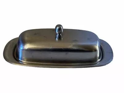 Vintage Reed & Barton Viking 18/8 Stainless Steel Butter Dish 8.25” Long Silver • $19.99