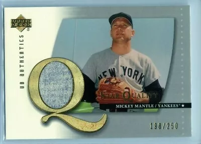 MICKEY MANTLE 2003 UD Authentics Star Quality SILVER Jersey  /250 💎 Yankees HOF • $249.99