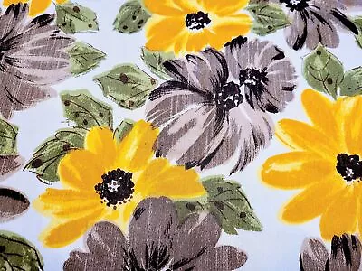 Vintage Floral Mid Century Modern 1950s Curtains Drapes Interior Fabric 35  5Yds • $14