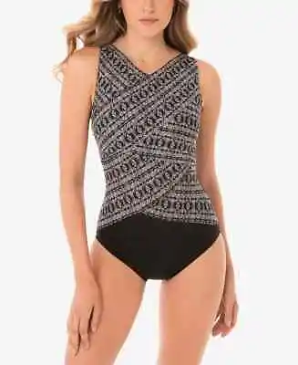 MIRACLESUIT IIncan Silver Brio Printed Tummy Control One Piece Swimsuit Sz 10 • $139.99