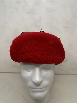 Vintage Eddie Bauer Goose Down Trapper Hat Insulated Ear Flaps Chin Tie- Red • $23.99