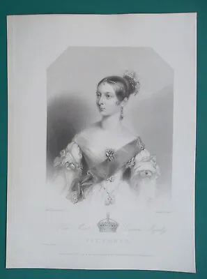 HER MAJESTY QUEEN VICTORIA At Age 21 - SUPERB 1840 Antique Print • $64.95