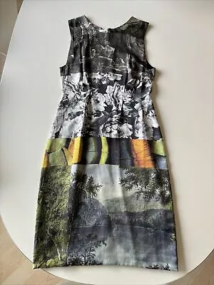 Nwot! Dries Van Noten Multicolor Abstract Scenery Floral Print Silk Dress 36 • $475