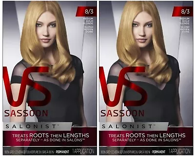 Vidal Sassoon Salonist Hair Color Dye Permanent  8/3 Medium Gold Blonde (2 Pack) • $29.95