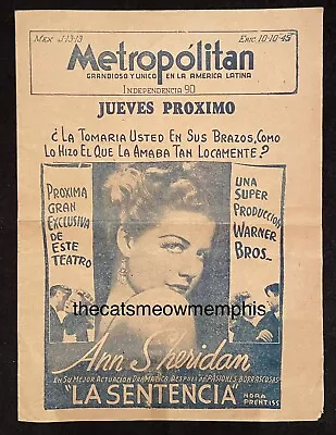 Vintage 1947 MEXICO MOVIE THEATER PROGRAM-BOOKLET-Ann Sheridan  Nora Prentiss  • $16.99