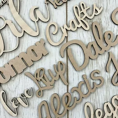 Personalised Wooden Script Name Letters Words Plaque Sign ANY FONT MDF Joined • £5.04