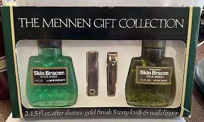 Vintage MENNEN After Shave Gift Set Skin Bracer Wild Moss 1.5 Oz Knife & Clipper • $49.99