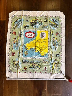 South Wales Map Vintage Souvenir Tablecloth Cloth 75cm X 85cm Map Fabric • £40