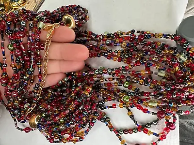 Vintage  Necklace Joan Rivers Glass Multistrand Bead Long 36 Inches Red Long • $55