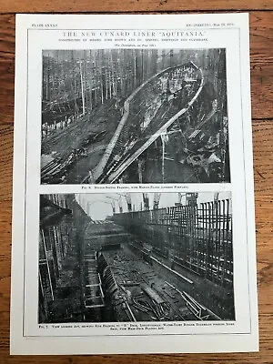 £28 • Buy 1914 Engineering Print - Aquitania ( Double Bottom Framing & Side Framing ) 