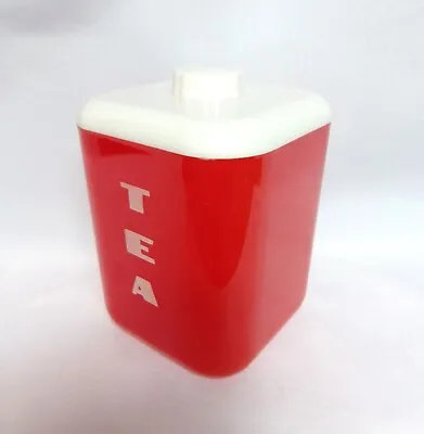 Retro MCM Vintage Red Plastic Lidded Tea Cannister Kitchen Décor Stash Box • $8.95