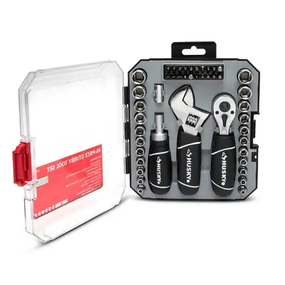 Husky 1/4 In. And 3/8 In. Stubby Ratchet And Socket Set (46-Piece) • $41.36