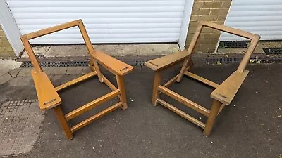 TWO DANISH  OAK LOUNGE ARMCHAIR FRAMES VINTAGE MID CENTURY WEGNER TEAK 60s 70s • £495