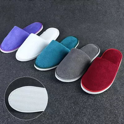 Spa Hotel Guest Slippers Warm Soft Close Toe Coral Fleece Slipper Wedding Party • £6.59