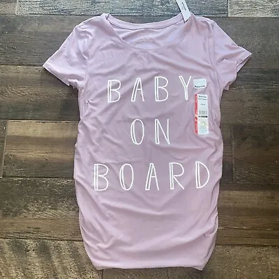 Maternity Shirt Top Fitted Small (4-6) Light Purple  ￼Baby On Board Announcement • £11.57