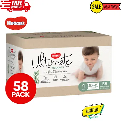 $49.50 • Buy New Huggies Ultimate Size 4 Toddler 10-15kg Nappies Jumbo 58pk