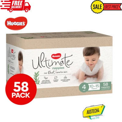 $49.50 • Buy New Huggies Ultimate Size 4 Toddler 10-15kg Nappies Jumbo 58pk