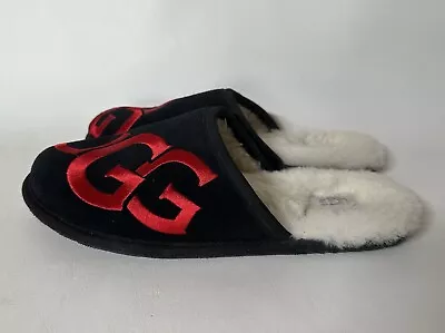 UGG Men's SCUFF LOGO Casual Comfort Suede Slip On Slippers BLACK 1101324 Size 10 • $38.99