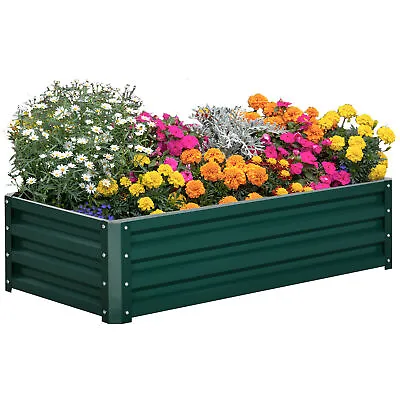 Outsunny Raised Garden Bed Elevated Planter Box For Flowers Green • £40.99