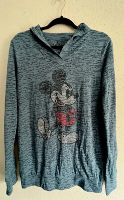 DISNEY Womens Mickey Mouse Rhinestone Top Long-Sleeve/ Hoodie Medium (C) • $7.99