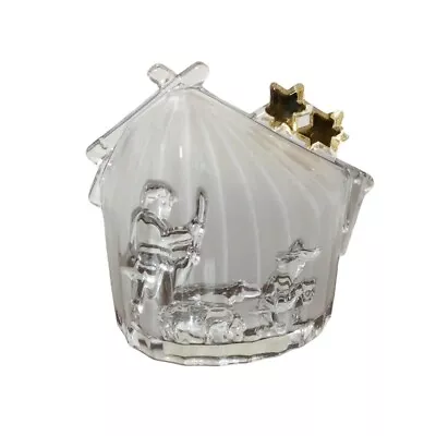 Mikasa Crystal Golden Stars Nativity Shepherds 5  Tealight Candle Glass Display • $20