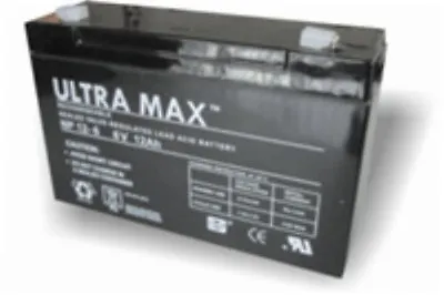 ULTRAMAX NP12-6 6V 12AH (as 10Ah) SEALED LEAD ACID RECHARGEABLE UPS  BATTERY • £19.99