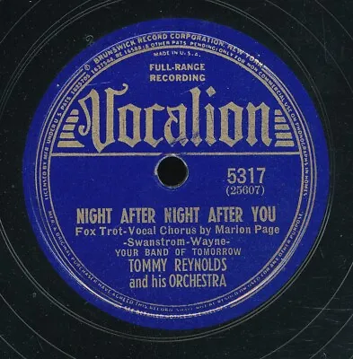 78tk-dance-VOCALION 5317-Tommy Reynolds-(Night After Night After You/It's A Blue • $12