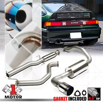 SS Catback Exhaust System 4.5  Burnt Tip Muffler For 88-91 Honda CRX ED8/ED9 D16 • $156.65