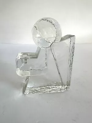 MCM Wiesenthal Hutte Ice Glass Block Angel Candle Holder Germany Mini Taper 5x4” • $17.90