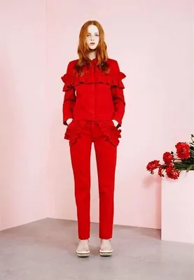 Simone Rocha J BRAND Womens Rd Denim Jacket Ruffles Elegant Size XS F/S From JPN • $233