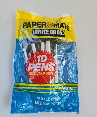 Vintage 1980 Paper Mate Write Bros. Medium Point Ball Pens Sealed 10 Pack Black • $15