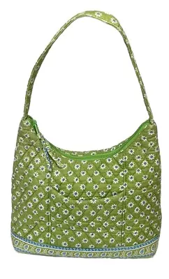 Vintage Vera Bradley Daisy Apple Green Shoulder Tote Floral Purse Quilted Bag • $22.99