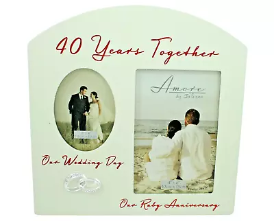 40th Anniversary Photo Frame Ruby Wedding Gifts Then Now Couples Amore • £16.95