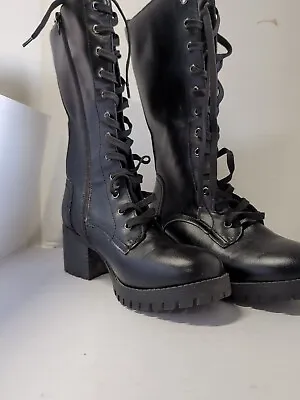 Bamboo Lace Up Black Boots  71/2 Women's • $40