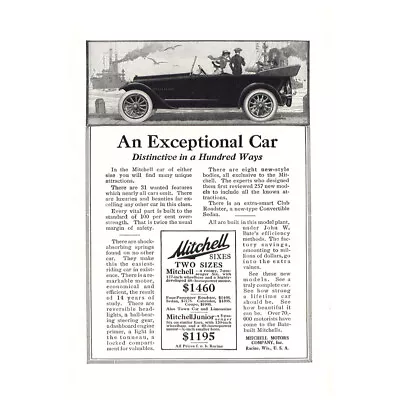 1917 Mitchell Motors: An Exceptional Car Vintage Print Ad • $7.25