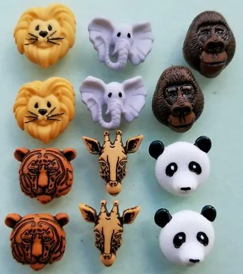£2.95 • Buy Craft Buttons ANIMAL WORLD Safari Panda Lion Tiger Giraffe Elephant Dress It Up