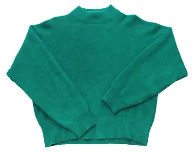 Vintage Women's Medium Teal Blue Angora Rabbit Hair Lambswool Mock Neck Sweater • $35
