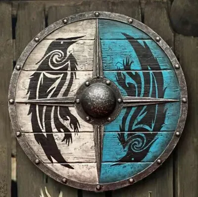 £21.60 • Buy Medieval Eivor Valhalla Raven Battleworn Viking Shield Knight Templar Ornaments