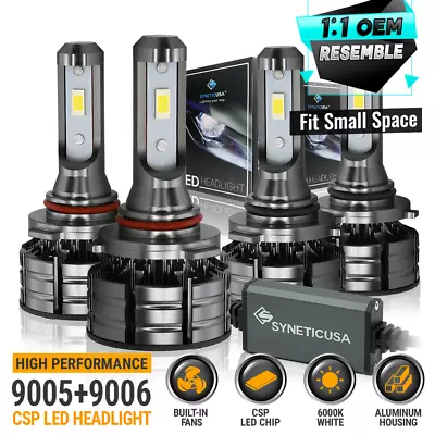 Syneticusa 9005+9006 LED Headlight Combo Kit Light CSP Bulbs Hi Low Beam 12000lm • $52.19