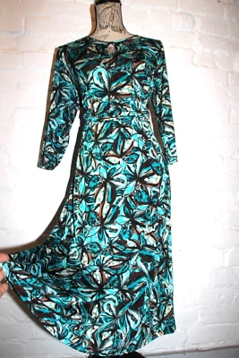 $12.47 • Buy CLASSIC Green Broww Mix Ladies Party Tea Work A Line Midi Dress UK 12 14