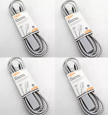 (4 PACK) HDX 10 Ft. 16-Gauge/2 White Braided Extension Cord Indoor -  3 Outlets • $21.99